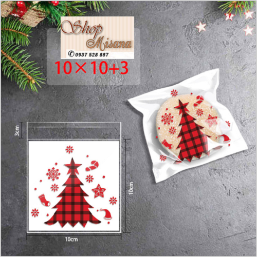 Combo 100 túi dán đựng bánh kẹo hình cây thông noel, giáng sinh KT: 10x11cm