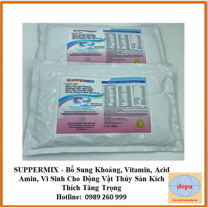 SUPPERMIX DOPA GÓI 1KG bổ sung khoáng, vitamin, acidamin, vi sinh cho động vật thủy sản DOPA.COM.VN
