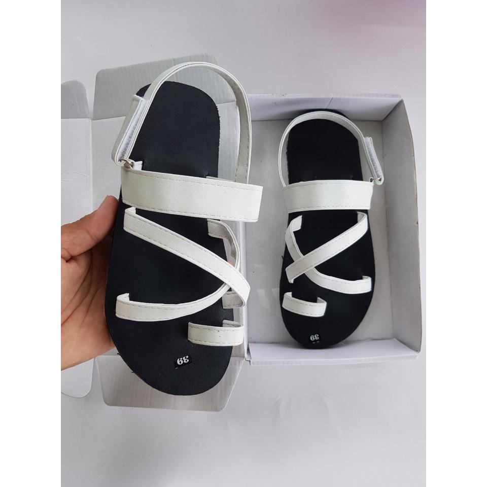 Dép sandal nữ đế đen quai trắng ,size 35 nữ đến 40 nữ,size khác ib chọn thêm