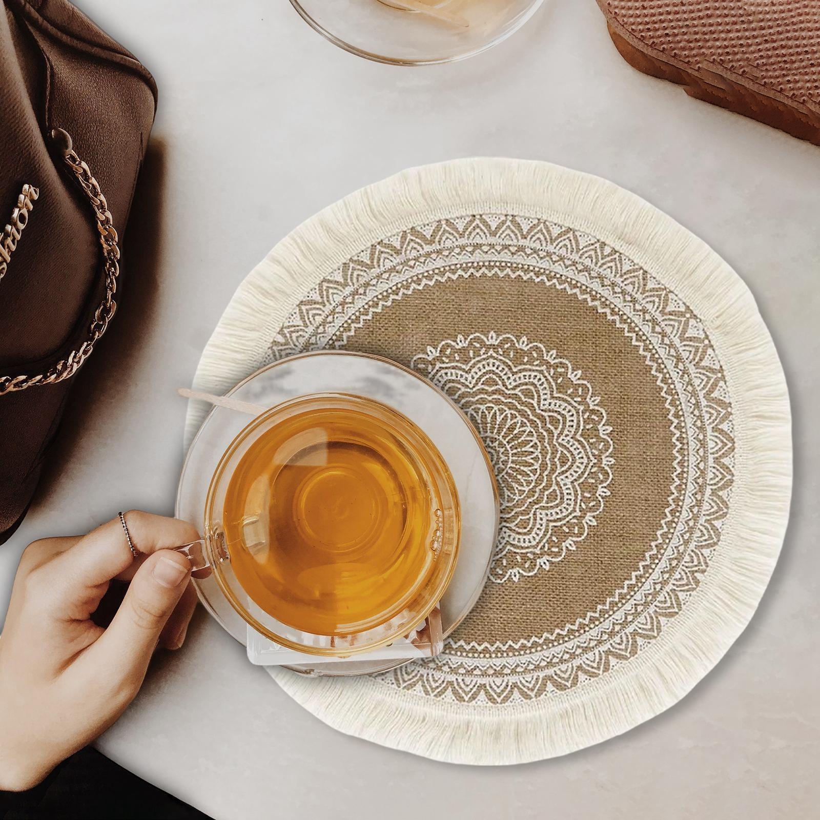 Placemats for Dining Table, Heat Resistant Stain Resistant Non-Slip Boho Style Woven Placemats, Durable Cotton Linen Place Mats Table Mats