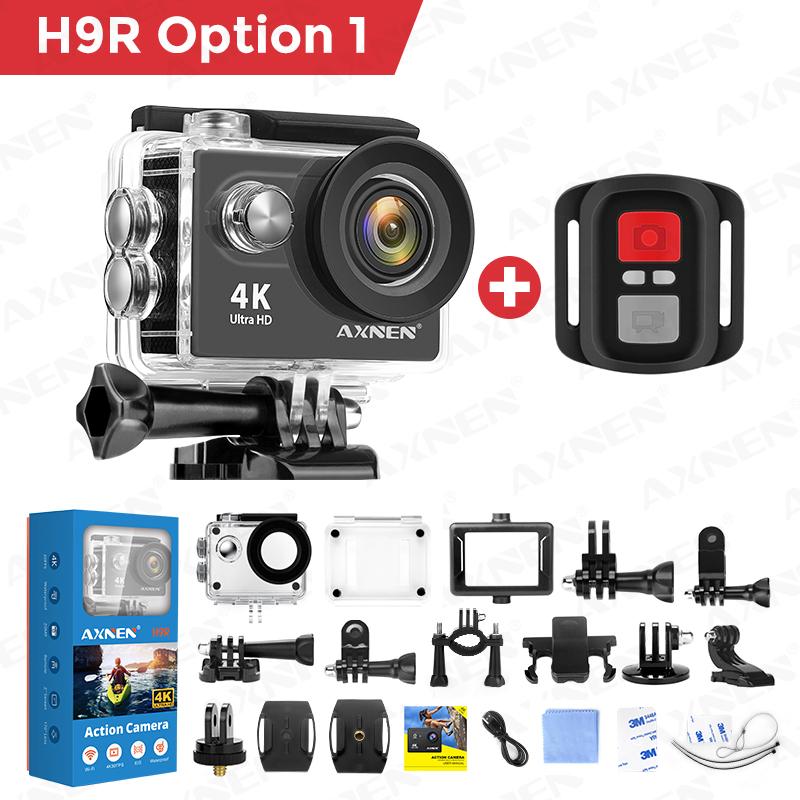 Camera hành động Axnen H9R, 4K 30pfs, 1080p 60pfs quay video thể thao, máy bay xe máy Mũ bảo hiểm xe đạp hành động chống thấm nước cam