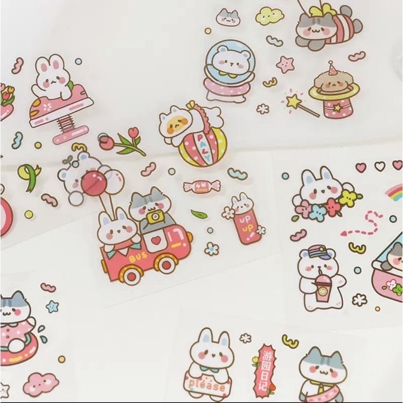 Hộp 100 tấm sticker cute Amusement Park (PVC)