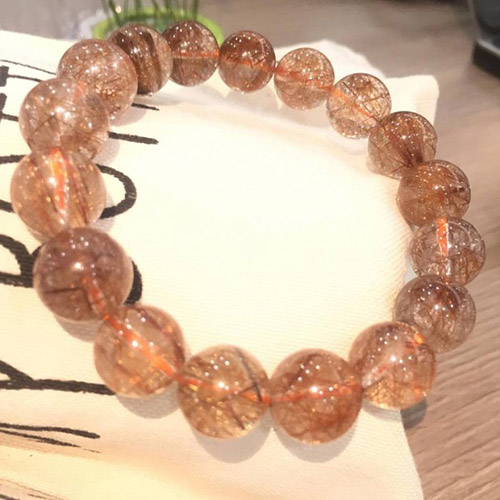 Vòng đá thạch anh tóc đỏ cao cấp 5mm - 14mm