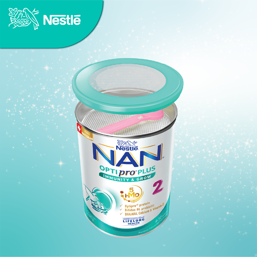Sữa bột Nestlé NAN OPTIPRO PLUS 2 400g/lon với 5HMO Sản Xuất Tại Thụy Sĩ