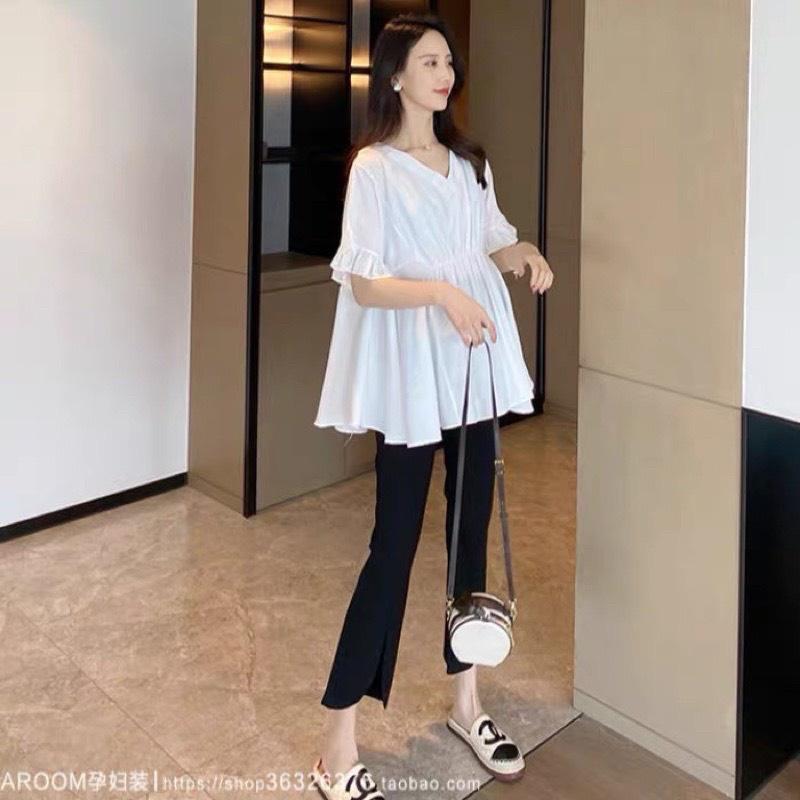 Quần bầu công sở ống loe xẻ gấu chất Umi co dãn 4 chiều