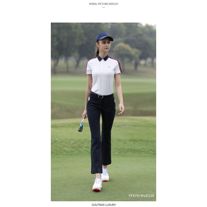 Áo ngắn tay Golf nữ chính hãng PGM - YF479 - Chất liệu vải sợi Polyester kết hợp spandex cao cấp, bền đẹp