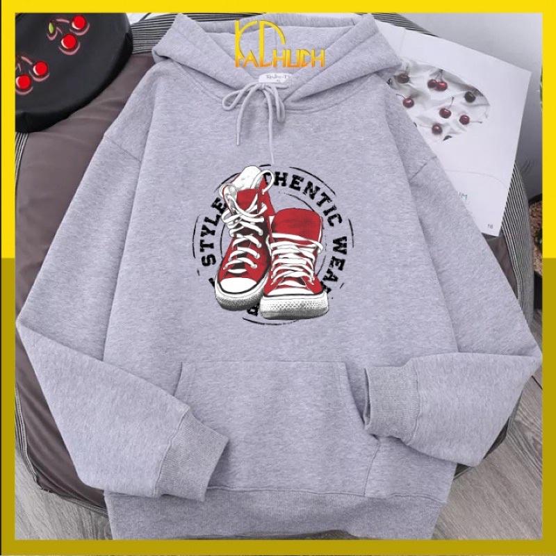 Áo hoodie in đôi giày vải nỉ unisex 12 màu lựa chọn