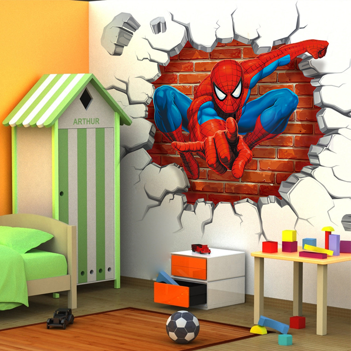 Decal dán tường spider man trang trí phòng cho bé - Giấy dán tường hoạt hình người nhện - Quà tặng sinh nhật cho bé