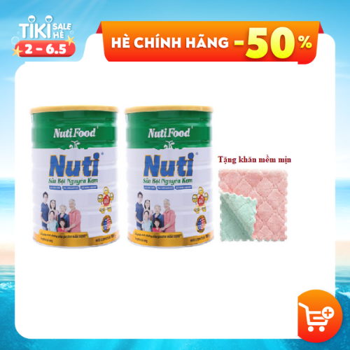 COMBO 2 hộp sữa bột Nguyên kem nutifood loại 900g dùng cho cả gia đình-quà tặng khăn mềm mịn