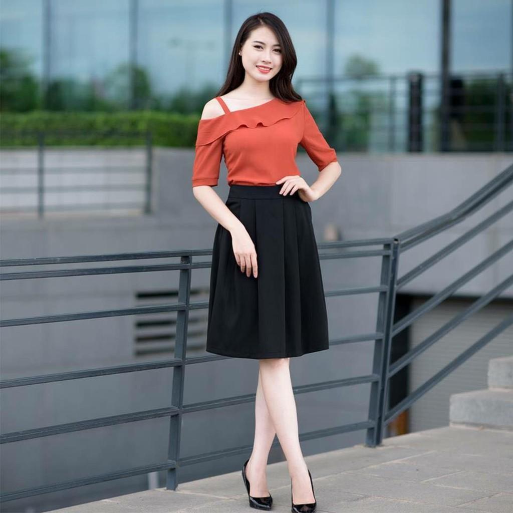 Áo thời trang trẻ tay rớt bèo cổ mới CAM ĐẤT