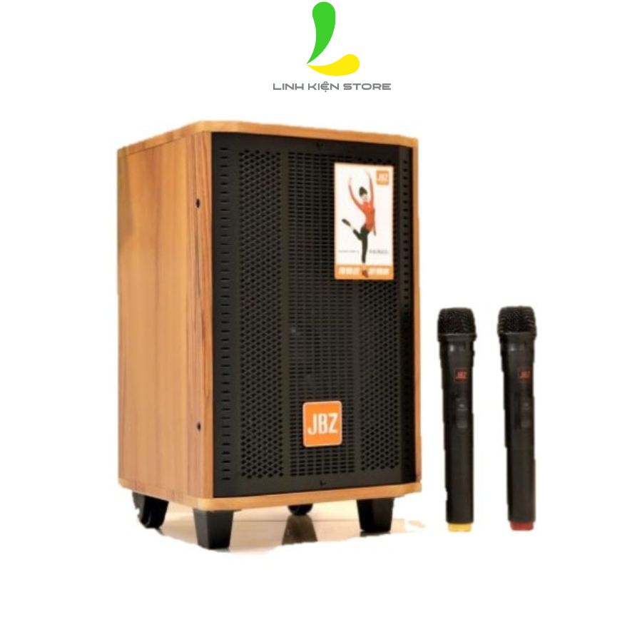 Loa kéo JBZ J7 - Loa di động thùng gỗ công suất 100W tặng kèm micro hát karaoke chống hú, âm thanh chân thực và mạnh mẽ - Hàng nhập khẩu