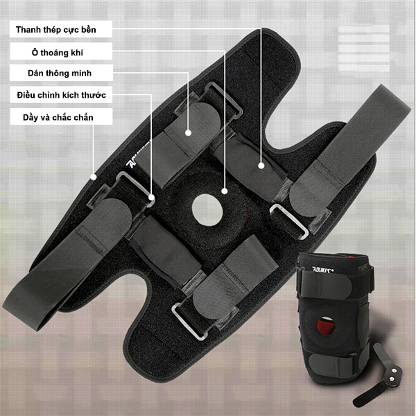 Băng Nẹp Gối H5 Có Nẹp Nhôm Hỗ Trợ Sau Mổ Dây Chằng Chéo Knee Pad Chính Hãng Aolikes