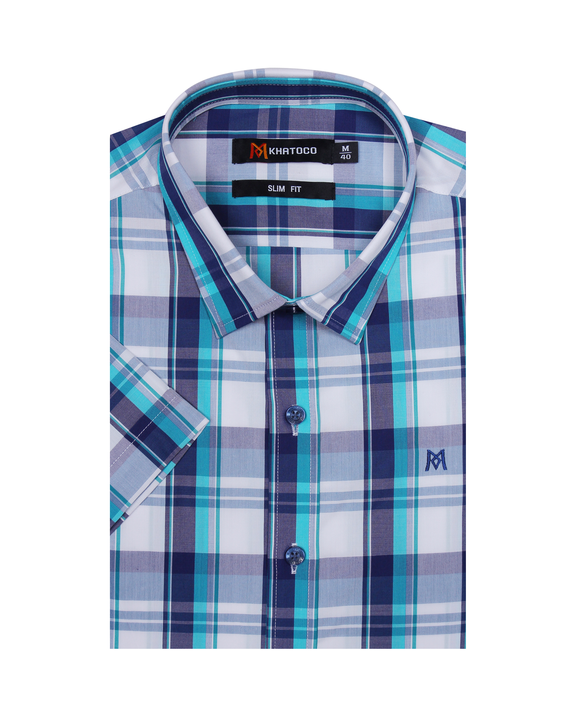 Áo sơ mi nam tay ngắn form slim fit vạt bầu Khatoco A1MN468S1-CNCR224-2411-N