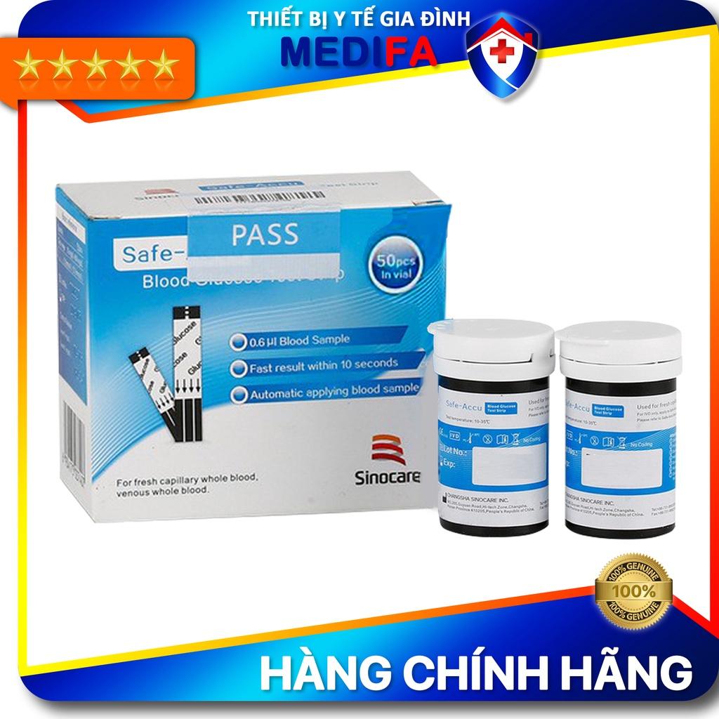 Hộp 50 Que Thử Đường Huyết Sinocare Safe-Accu Kèm 50 Kim Chích Máu, Chuẩn Chính Hãng, Date Dài