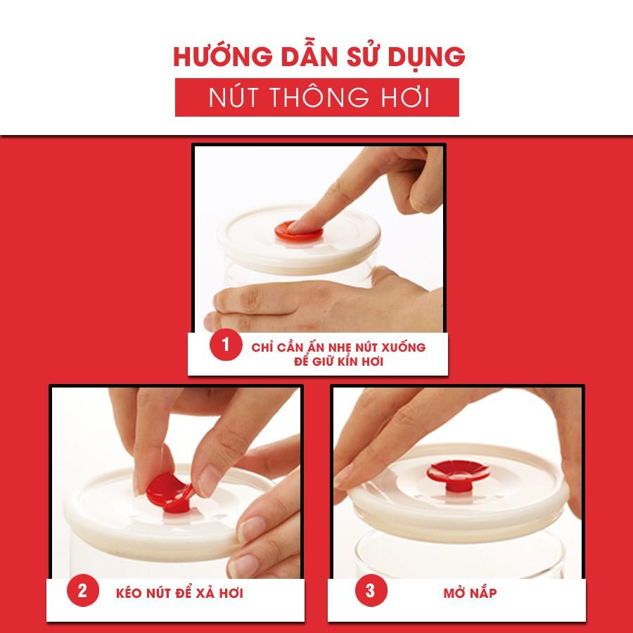 Hũ thủy tinh chịu nhiệt nắp hít 1L