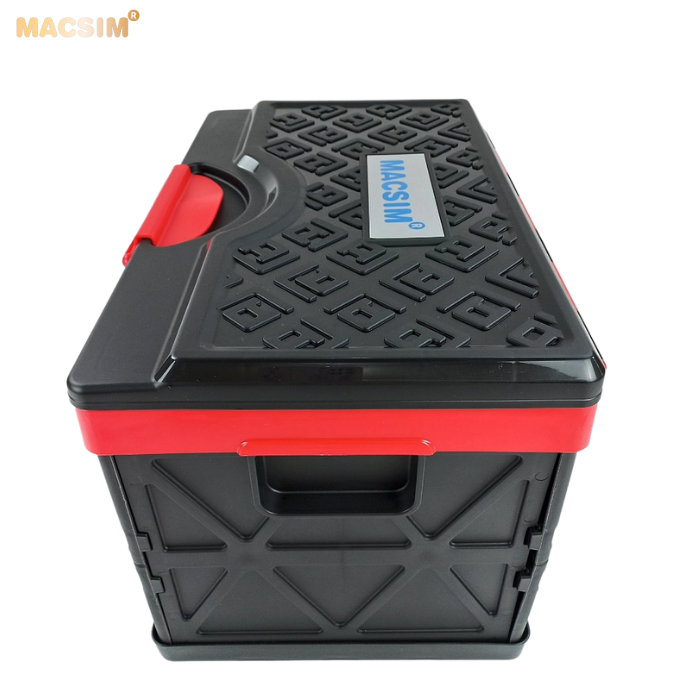 Hộp đựng đồ 48l đen pha đỏ xếp gọn kích thước 50cm x 32cm x 31cm - hộp đựng đồ trong cốp ô tô nhãn hiệu Macsim chất liệu PP cao cấp