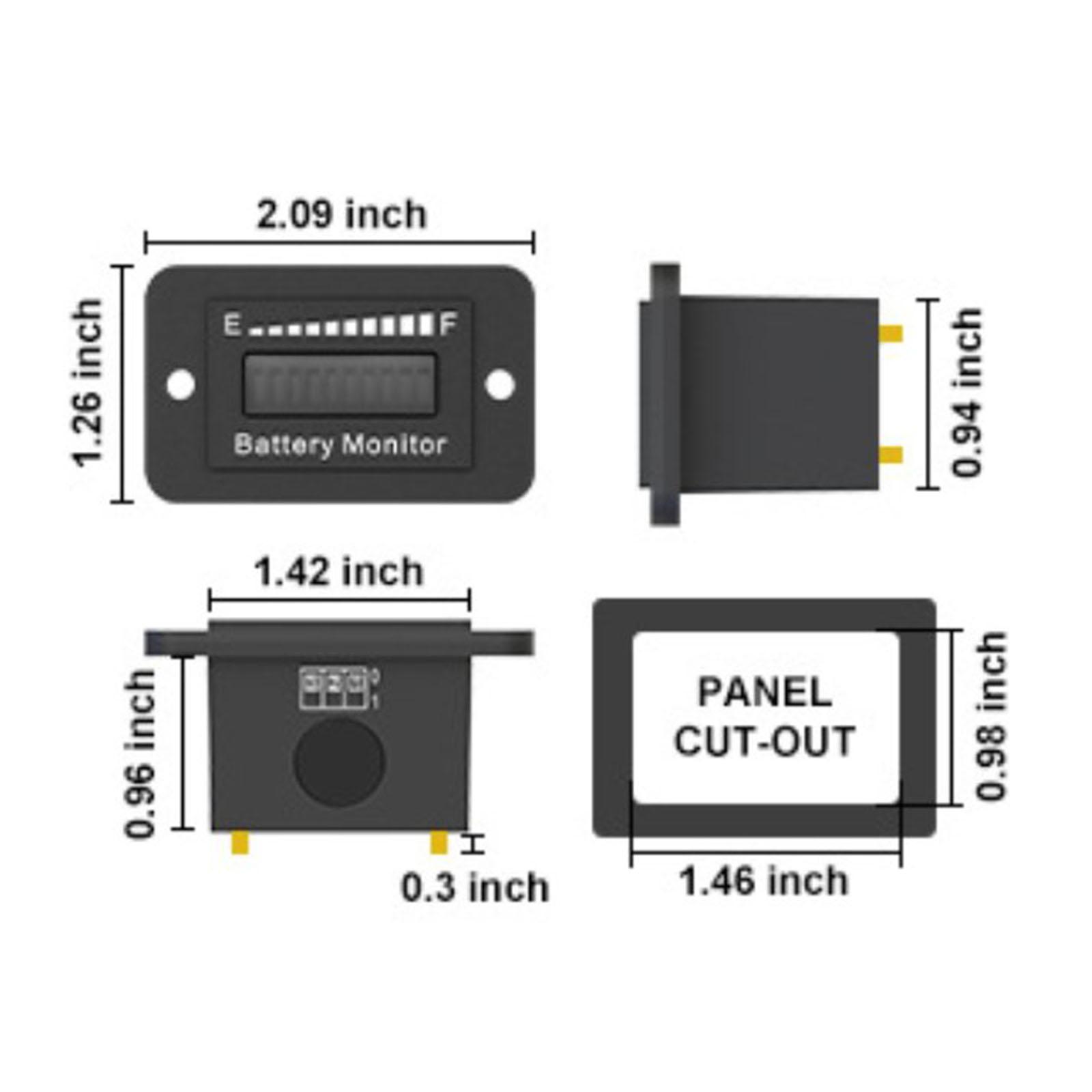 Battery Capacity Indicator, Battery Gauge, IP65 Waterproof Lead Battery Meter for Golf Cart Forklift Scrubber Machine RV Trailer