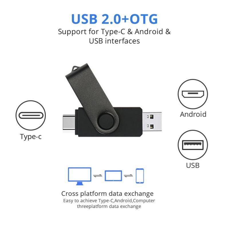 Ổ đĩa flash Fonken USB 2.0 loại C 2 trong 1 tốc độ cao 128GB 64GB 32GB 16GB