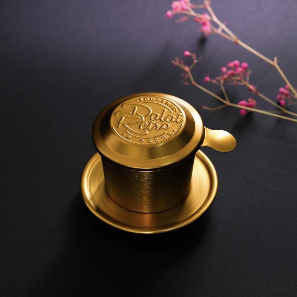 Phin cà phê, bộ, mẫu nhôm anode xước, màu bronze gold