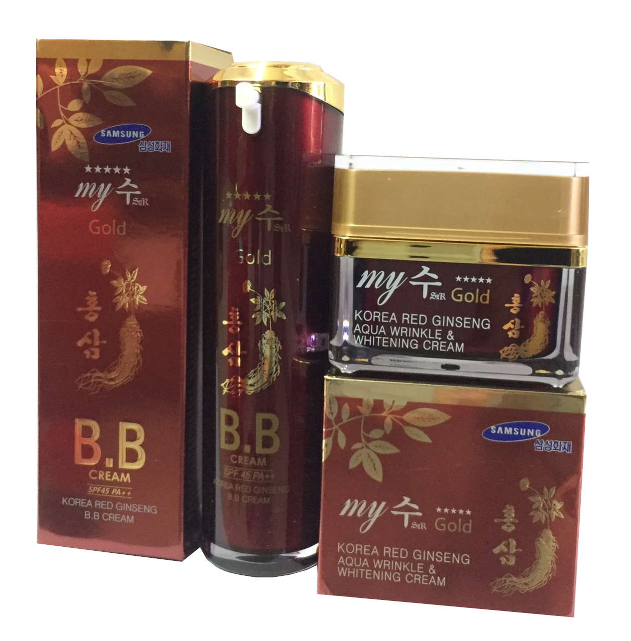 Combo Kem Nền BB Sâm Đỏ My Gold-My SU S II R Red Ginseng B.B Cream (40ml) và Kem Hồng Sâm Dưỡng Trắng Da Ngày Và Đêm My Gold (50ml)