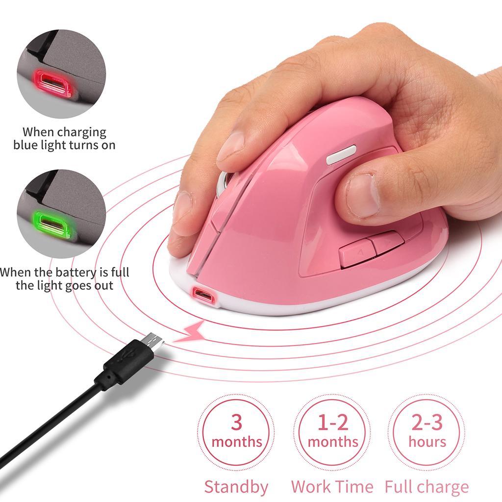 2PCS Wireless USB Gaming Mouse Optical Vertical Mice Easy to Use