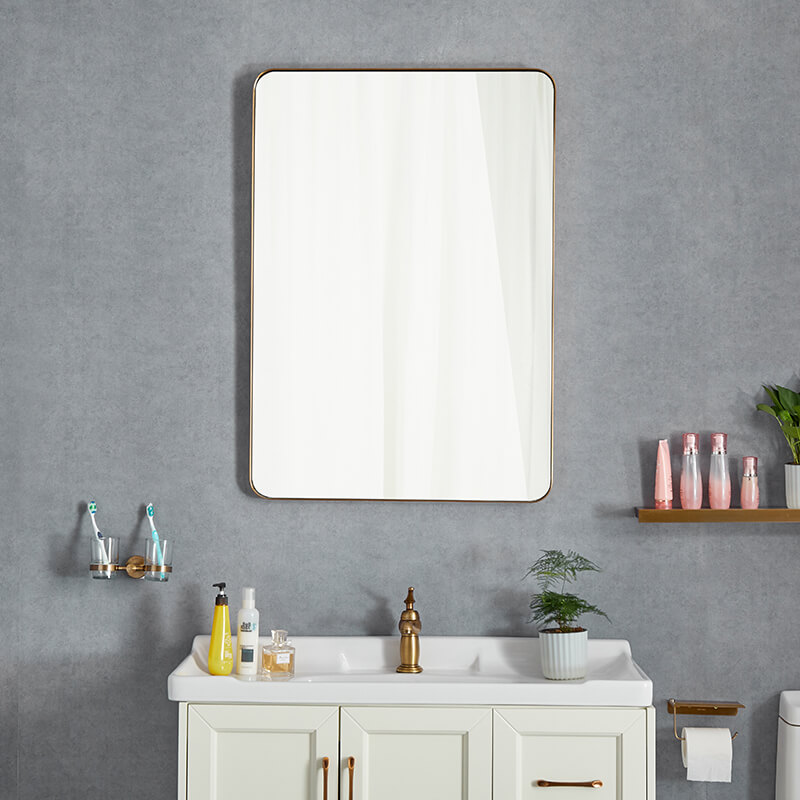 Gương chữ nhật khung nhôm mạ vàng 700x500 mm