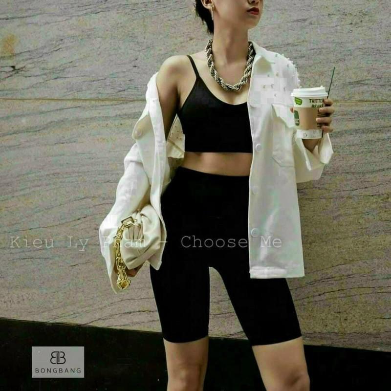 Quần legging lửng cạp chun vải đanh đẹp thun ngố nữ co giãn tốt dáng ôm