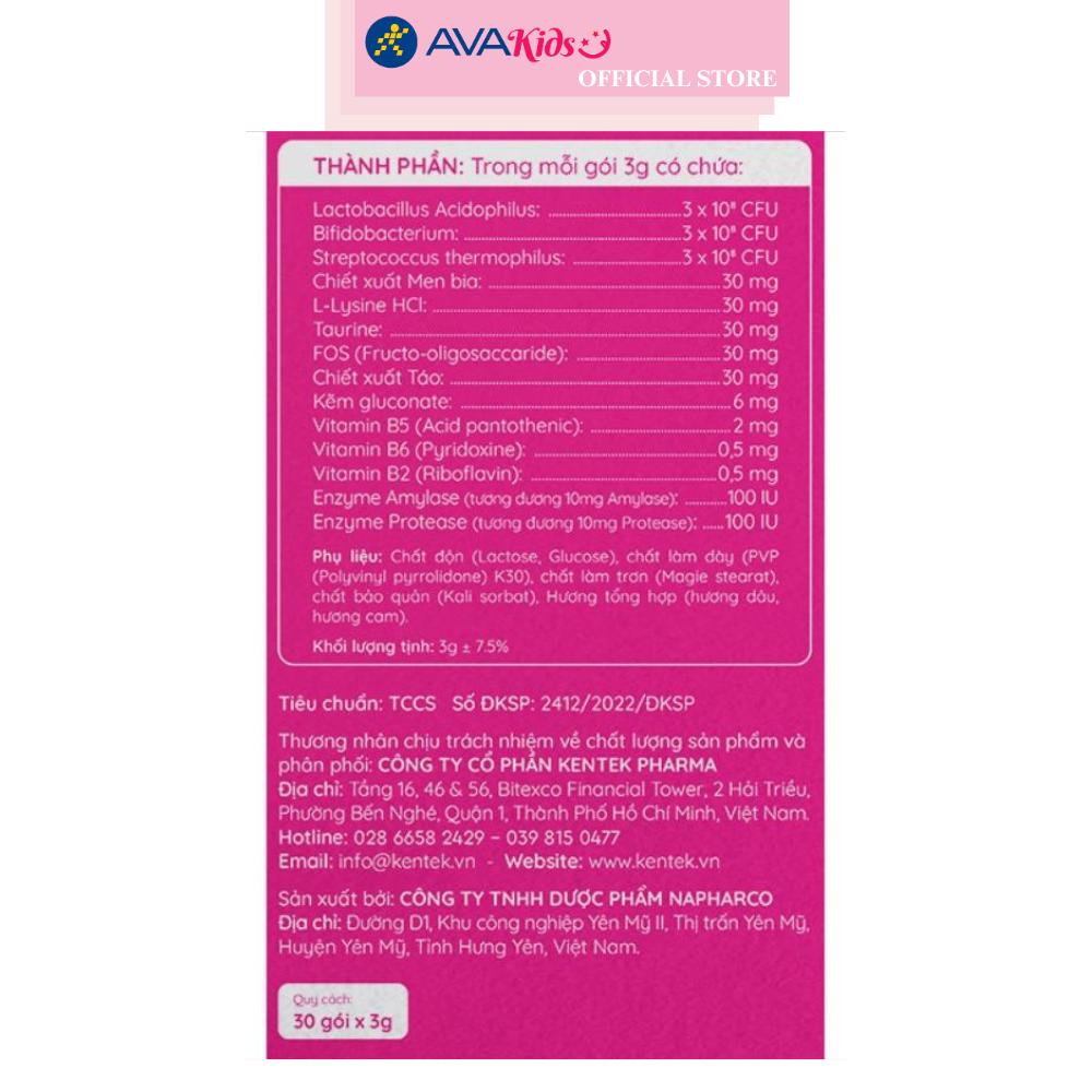 Men vi sinh Kentek Biotummy hỗ trợ giảm nguy cơ rối loạn tiêu hóa 30 gói (từ 3 tuổi)