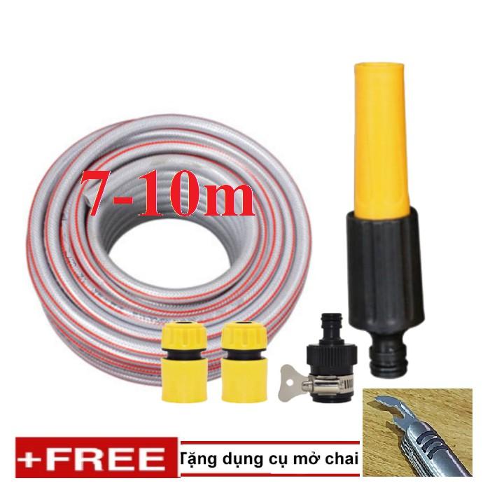 Bộ dây vòi xịt nước rửa xe, tưới cây . tăng áp 3 lần, loại 7m, 10m 206622-5 cút sập,nối đen + tặng mở chai