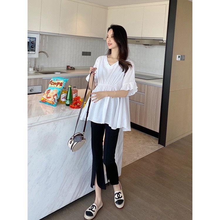 Quần bầu công sở ống loe xẻ gấu chất Umi co dãn 4 chiều