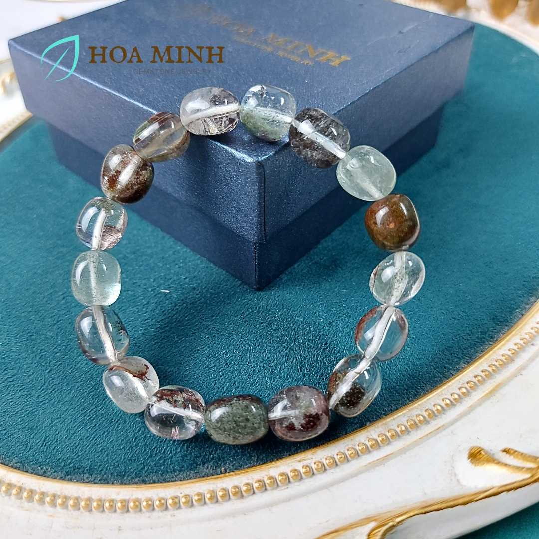 Vòng tay đá Thạch Anh Ưu Linh tự nhiên hạt lu bo tròn size 9x10 li phong cách cá tính, thời trang không kén mệnh