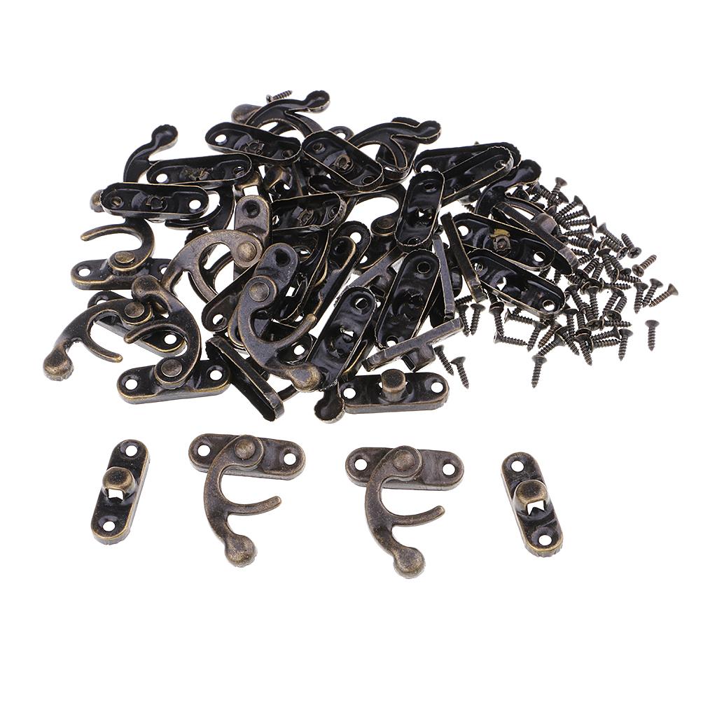 20 Sets Antique Decorative Cabinet Jewelry Box Wooden Box Hasp Latch Hook Lock Clasp Fasteners With Screws