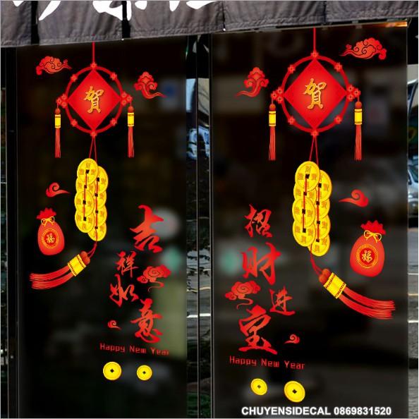 Decal dán Tết - Dây Đồng Xu Vàng
