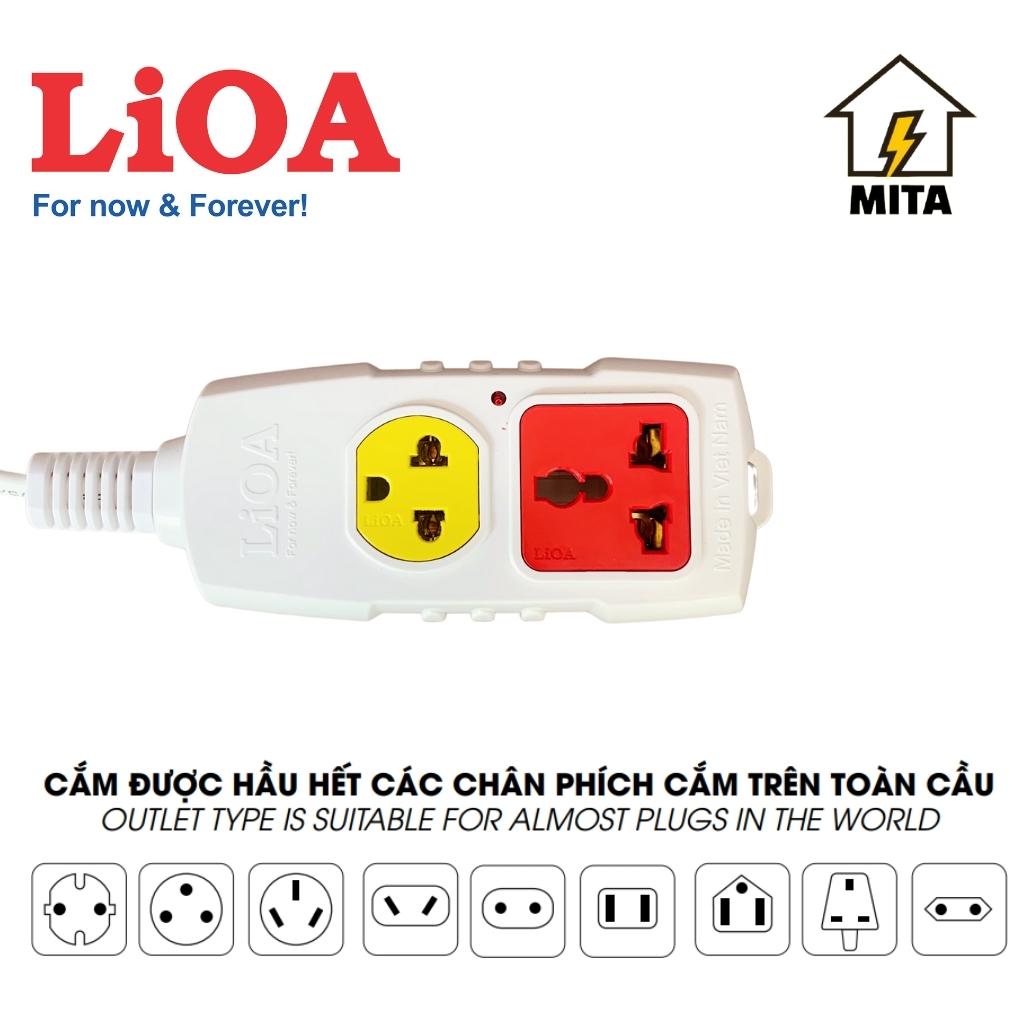 Ổ cắm điện siêu tải LiOA NEW 2 ổ, 3 ổ, 4 ổ công suất lớn 3300W/5000W dây 3m 2 Lõi