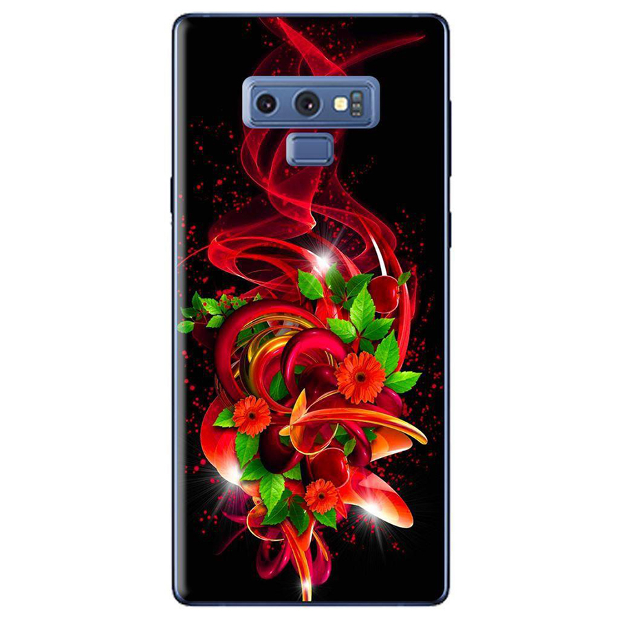 Ốp Lưng Dành Cho Samsung Galaxy Note 9 - Họa Tiết Hoa Đỏ Nền Đen