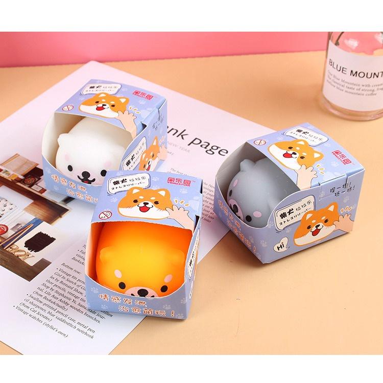 Squishy Mochi hình CHÓ SHIBA 3 màu đồ chơi bóp tay mềm mịn dễ thương chân thực giảm stress co dãn đàn hồi ngộ