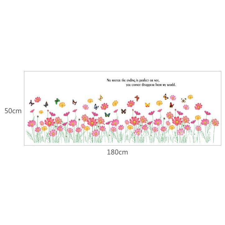 Decal trang trí chân tường Hoa Cúc Hồng To