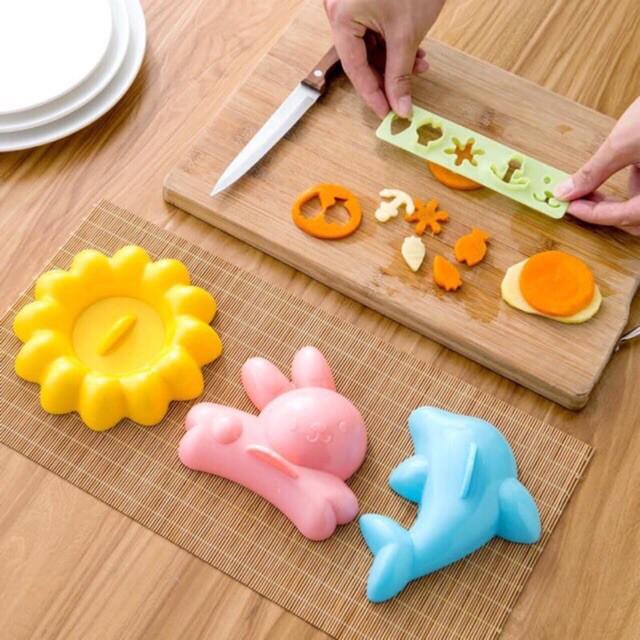 Bộ 4 khuôn ép cơm bento hình cá heo, hoa, thỏ size lớn (12-15cm) - giao ngẫu nhiên