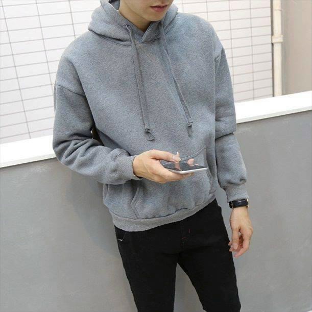 Áo Hoodie Nam Trơn Cá Tính - Xám - Xl