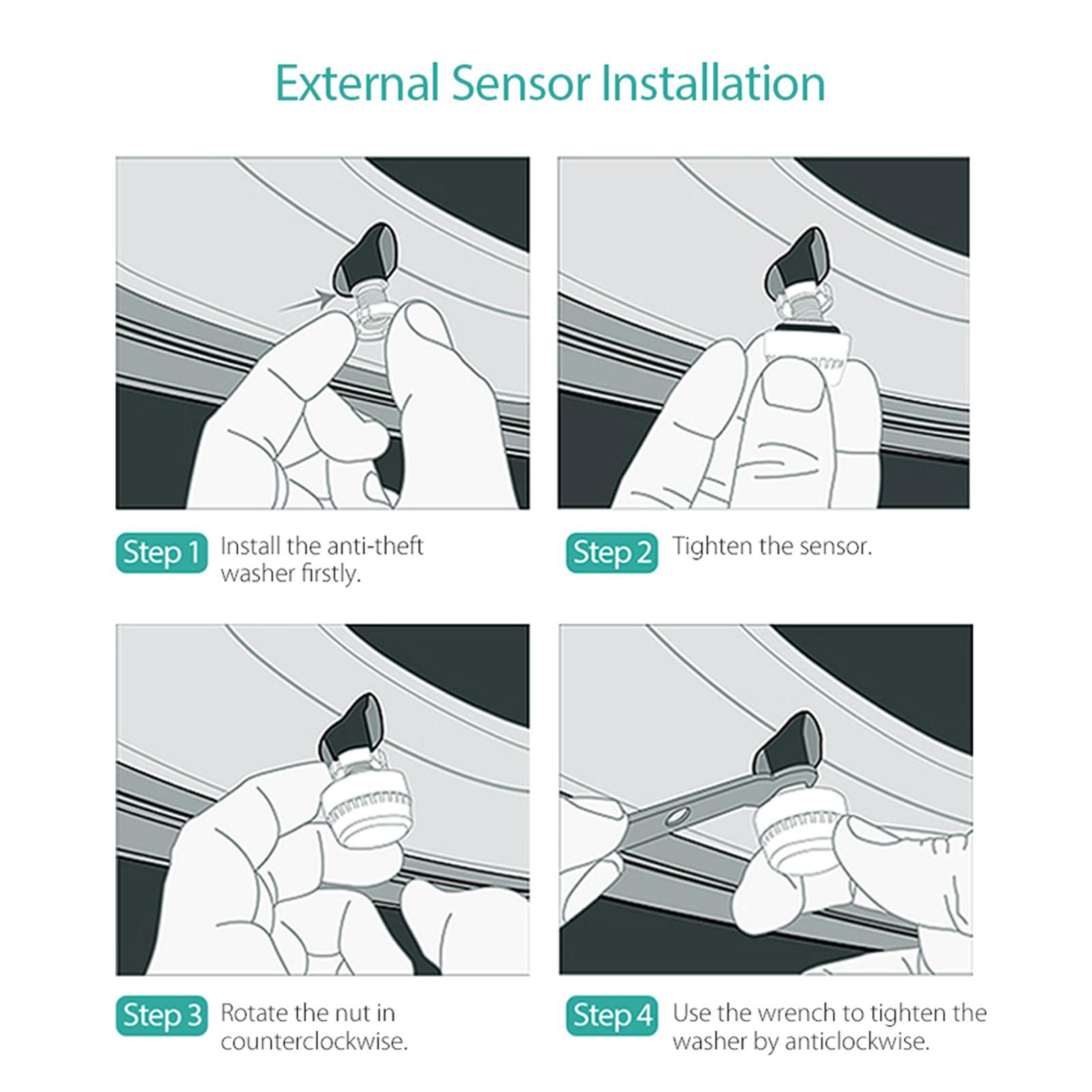 TPMS Tire Pressure Monitoring System Wireless Real-time LCD Display 4 External Sensors Alarm Function