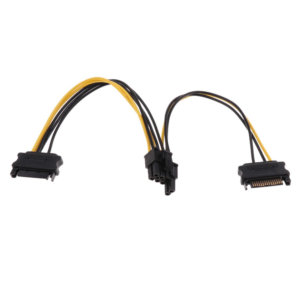 20cm PCI-E Dual SATA 15PIN to 8P Power Cables for Graphics Video Card of Computer