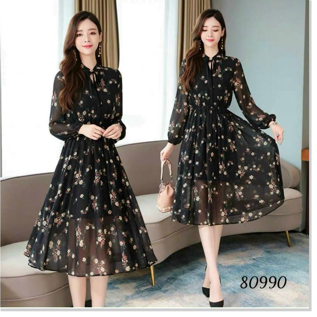 ĐẦM LỤA HOA,HỌA TIẾT ĐƠN GIẢN NHƯNG KHÔNG KÉM PHẦN SANG TRỌNG THỜI TRANG VINA 1HIT FASHION