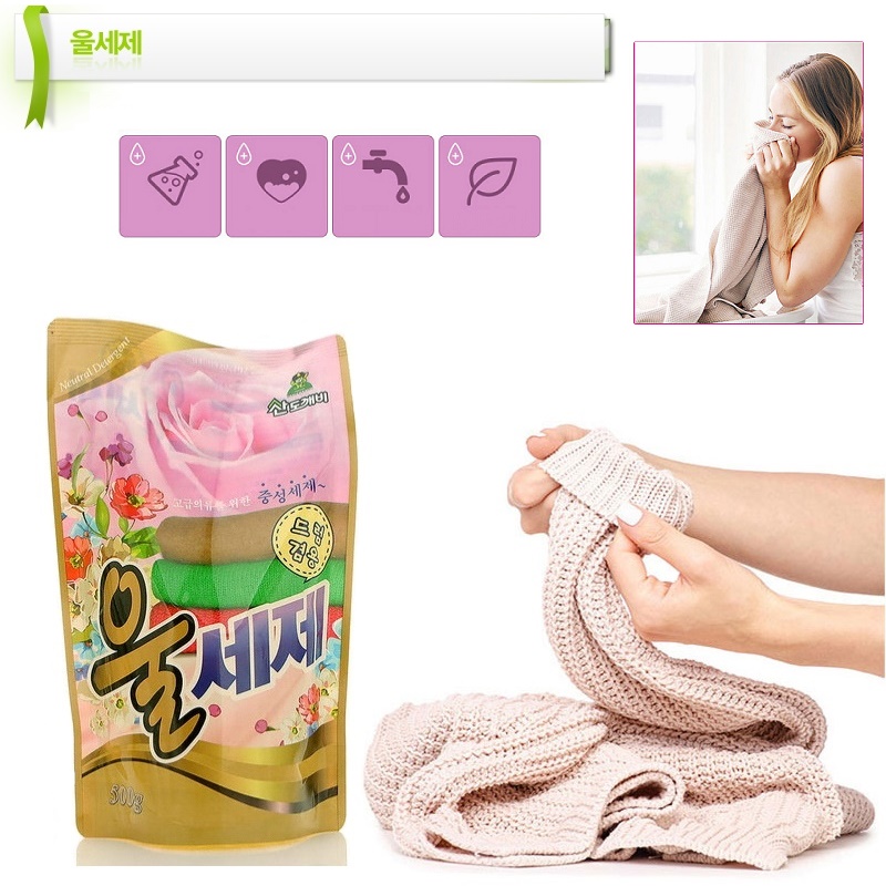 Combo 03 túi nước giặt vải len, vải dạ, nỉ Sandokkaebi 500g