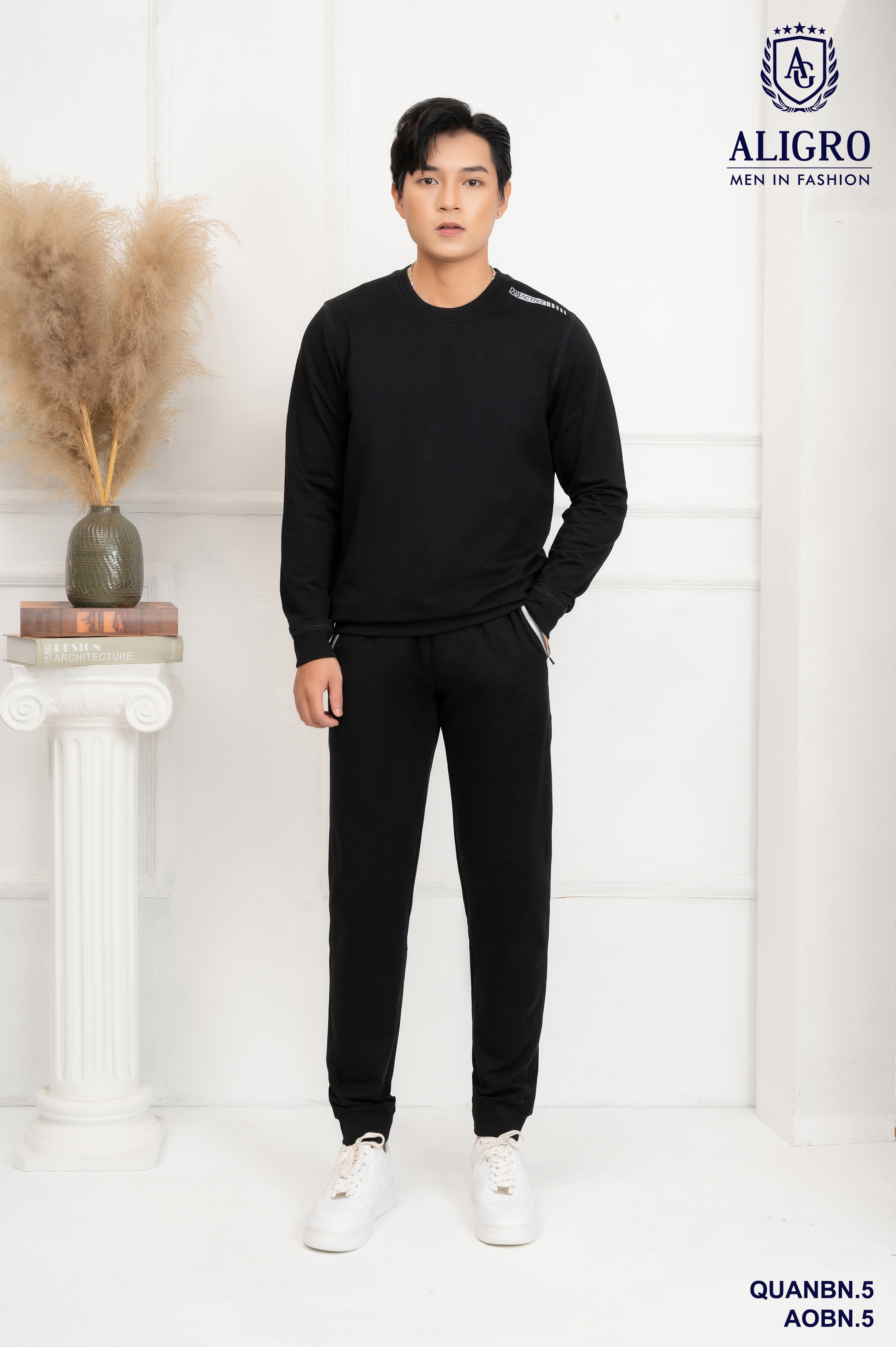 Bộ nỉ nam Aligro màu đen BN5