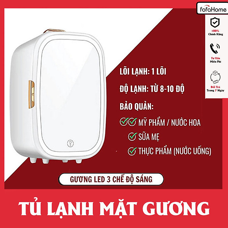 Tủ Lạnh Mini Đựng Mỹ Phẩm Trang Bị Gương Có Đèn Led 3 Cấp Độ Dung Tích 20L Loại 2 Chiều Nóng Lạnh Dùng Cho Gia Đình Xe Hơi - Giao Hàng Toàn Quốc - Hàng Nhập Khẩu