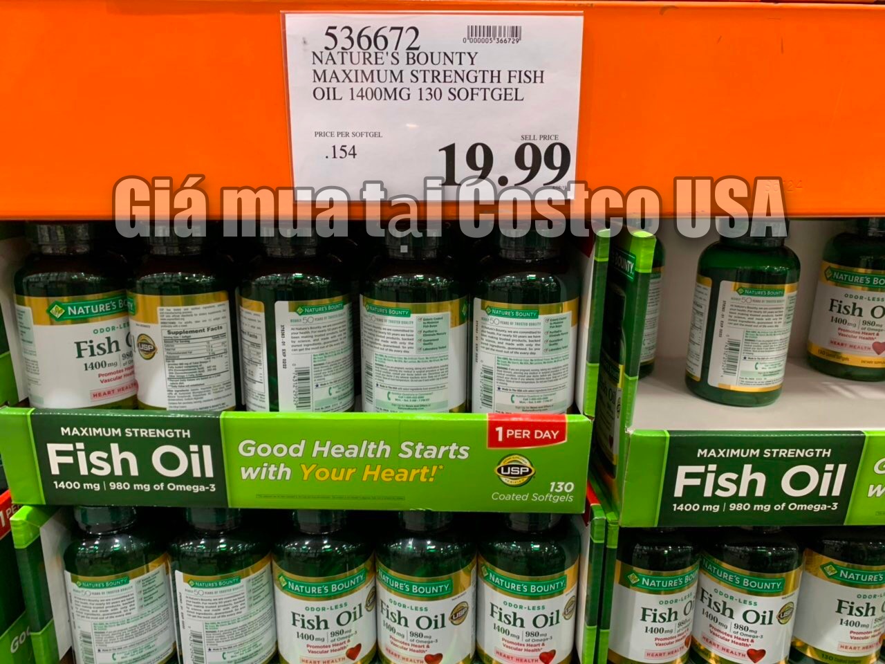 Thực phẩm bổ sung nhập Mỹ Dầu Cá Nature's Bouty Fish oil 1400mg - Hỗ trợ Mắt, Tim mạch
