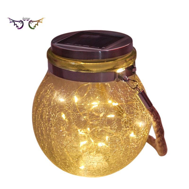 Solar LED Light Mason Glass Jar Waterproof Hanging Light with Rope Landscape Decoration for Patio Pathway Garden