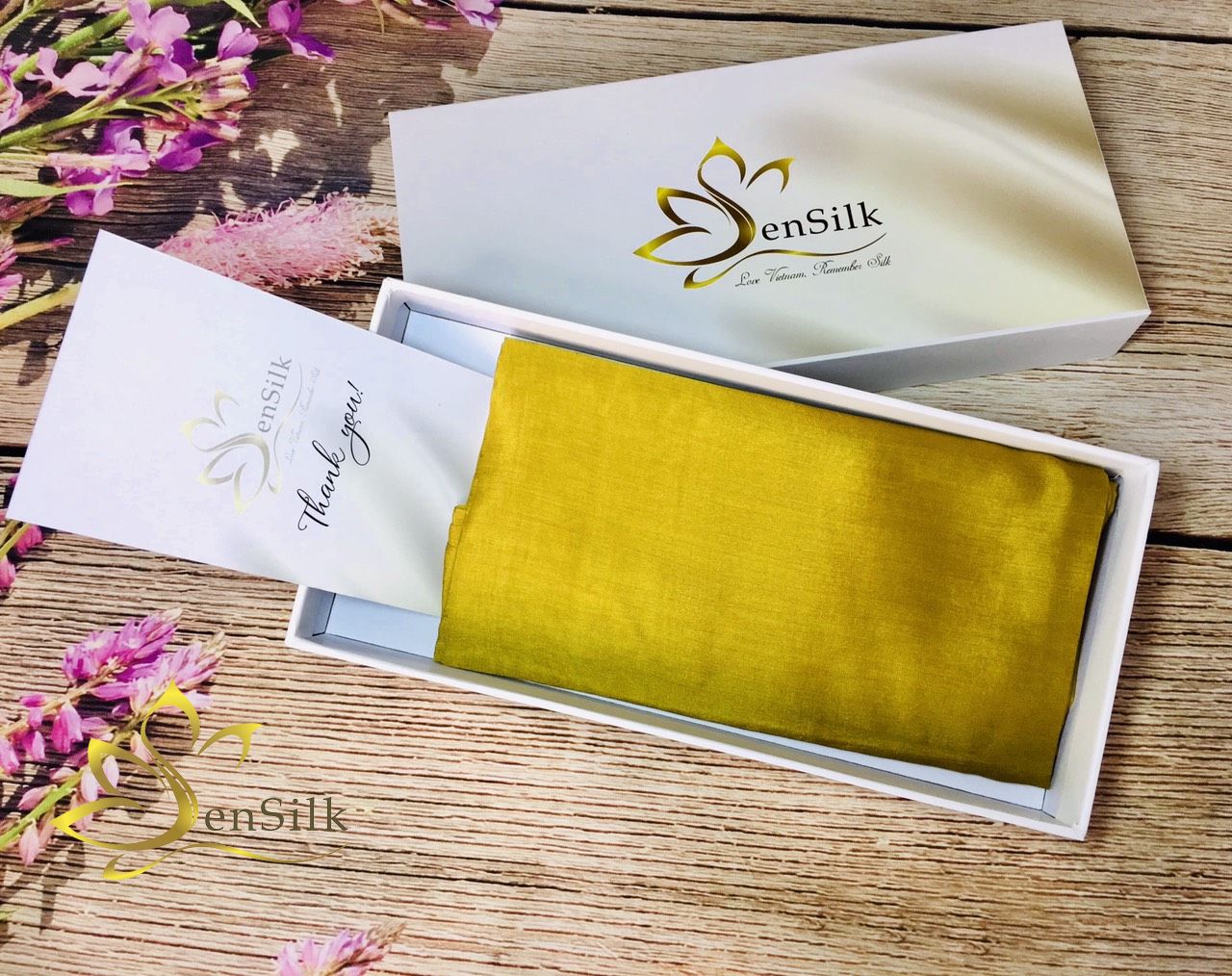 Khăn Choàng Thời Trang SenSilk Vàng 100% Lụa Tơ Tằm - Handmade Silk Gift