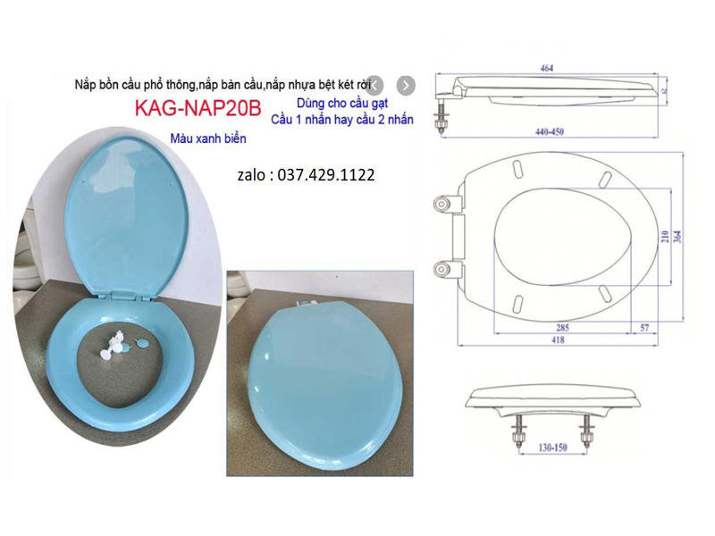 Nắp Bồn Cầu,Nắp Bồn Cầu Màu Xanh Biển Viglacera,Dococera,HC,Inax,American Standard,...