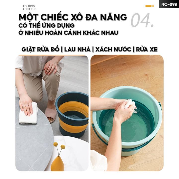 Xô Nước Xếp Gọn Có Quai Xách Đa Năng Dung Tích 10 Lít Xô Gia Dụng Tiện Tích Thông Minh Nhiều Màu RC-098